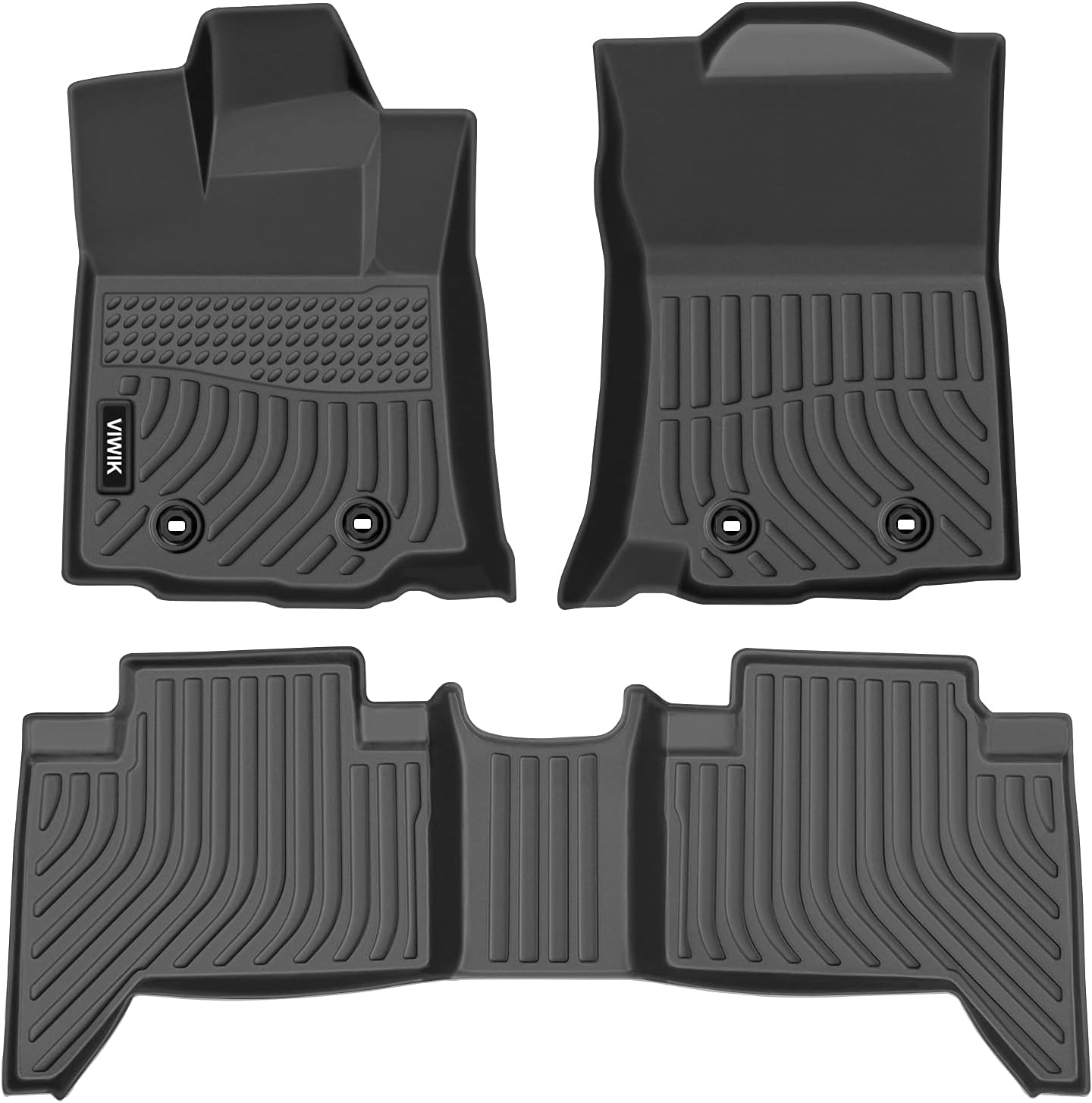 VIWIK Floor Mats Compatible with 2018-2022 Tacoma Double Cab (only auto), Car Mats All Weather Protection Custom Liners Full Set Include 1st and 2nd Row Front & Rear, Automotive Floor Mats TPE Black