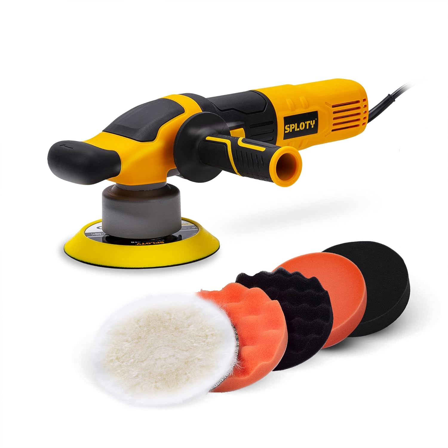 SPLOTY Buffer Polisher, 6-inch 120V Car Buffer, Variable Speed Dual Action Polisher with Detachable Handle, 5 Polishing Pads for Car Detailing, Car Scratch Repairing, Car Polishing and Waxing