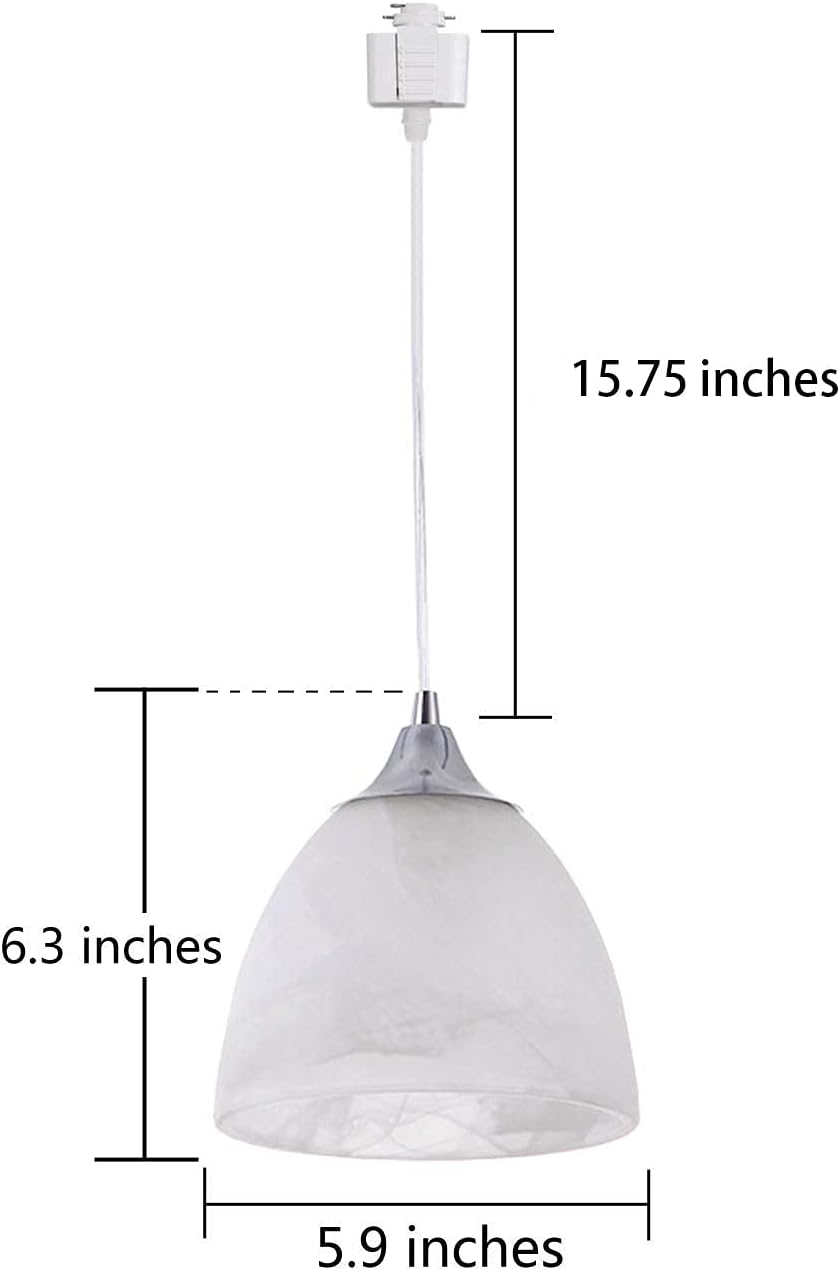 Kiven H-Type Track Pendant Lighting with Frosted White Finish Glass Shade, Dimmable Track Mount Pendant Lighting Fixtures for Kitchen Island Restaurant Kitchen Sink, 3-Light,Total Length 22in