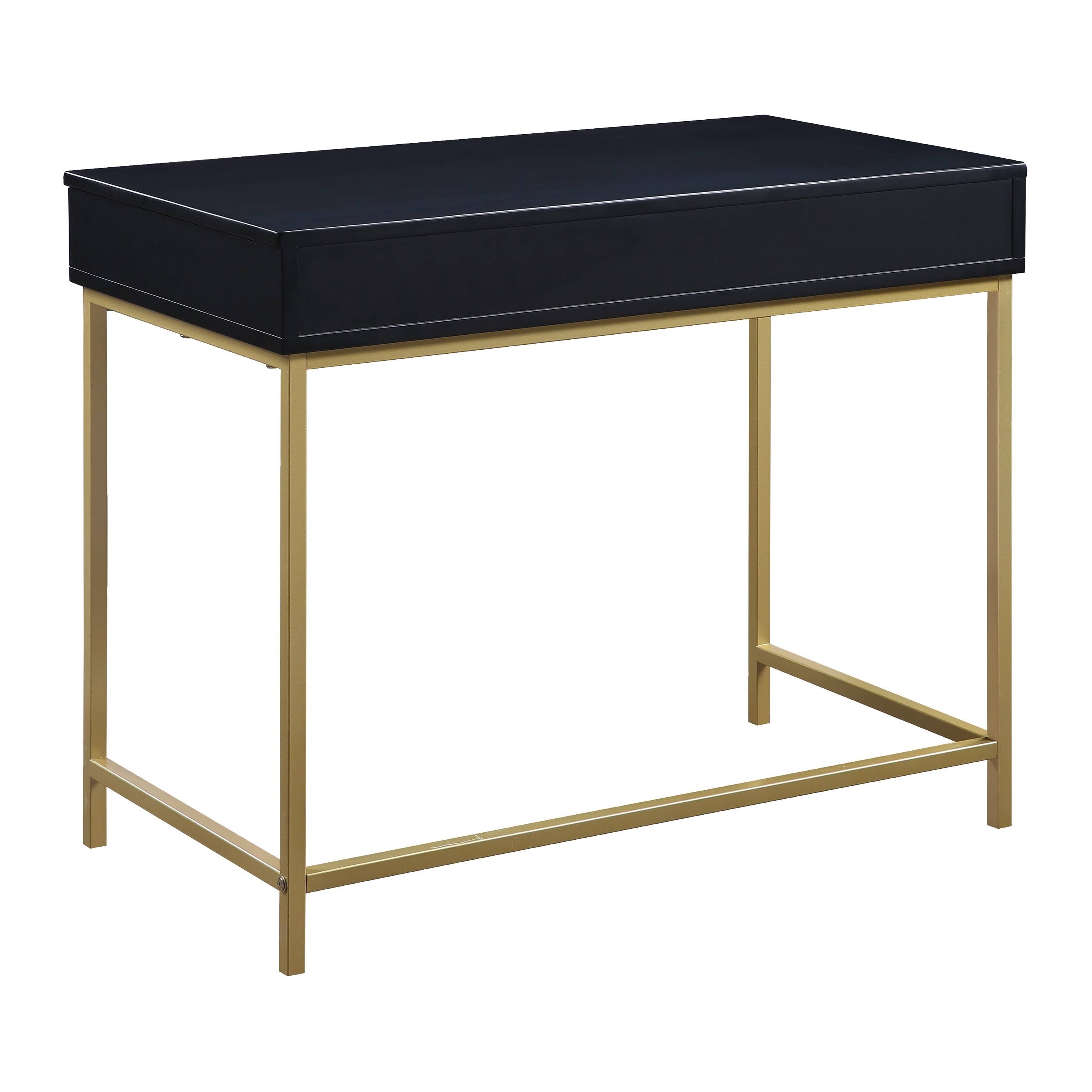 Osp Home Furnishings - Modern Life Desk in Finish with Gold Metal Legs - Black