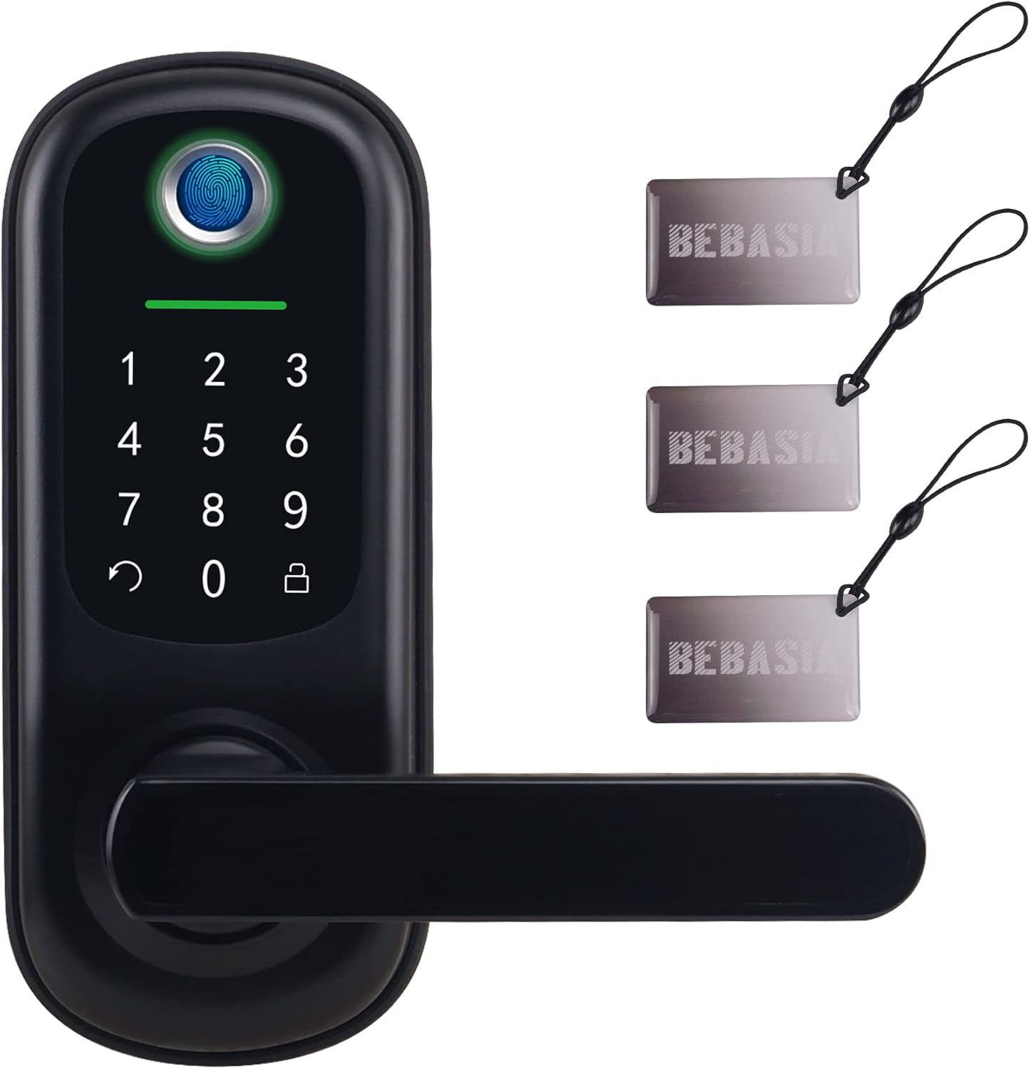 Fingerprint Door Lock, Keyless Entry Door Lock, Digital Kepad Door Lock, Smart Door Level Lock with Reversible Handle (Black)