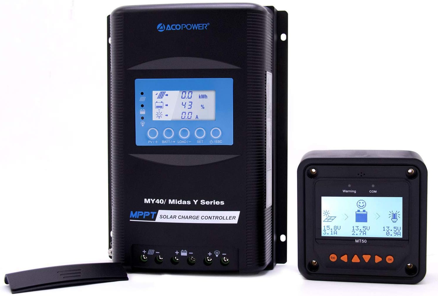ACOPOWER Midas 40A MPPT Solar Charge Controller 100V PV Negative Ground with MT50 Remote Meter Solar Panel Controller Works with 12/24V Battery AGM and LiFePO4 Battery Charger(New Arrival 2020)