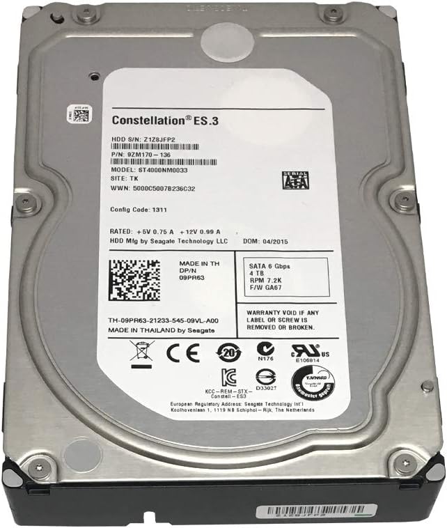 Seagate ST4000NM0033 Constellation ES.3 4 TB 3.5 inch Internal Hard Drive - SATA - 7200 rpm - 128 MB Buffer (Renewed) Pack of 2