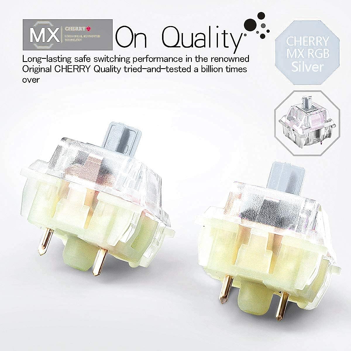 yue Cherry RGB Mechanical Keyboard Shaft Body red Blue Brown Silver Mute Powder SMD Patch Shaft Switch Mechanical Keyboard Switch (Cherry RGB Mute Pink Switch 65 PCS) Pack of 2