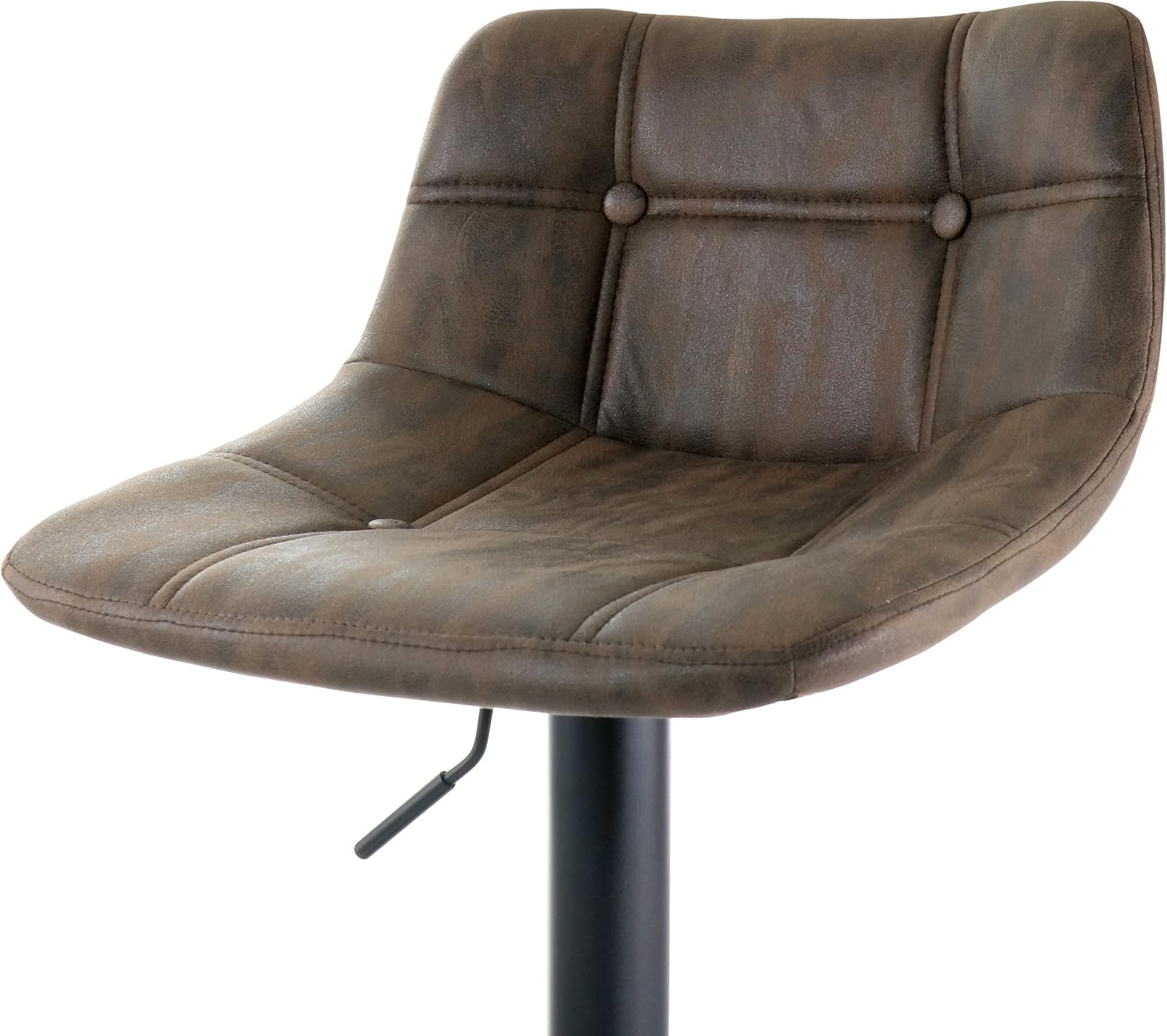 Elama 2 Piece Velvet Adjustable Bar Stool in Brown with Matte Black Base