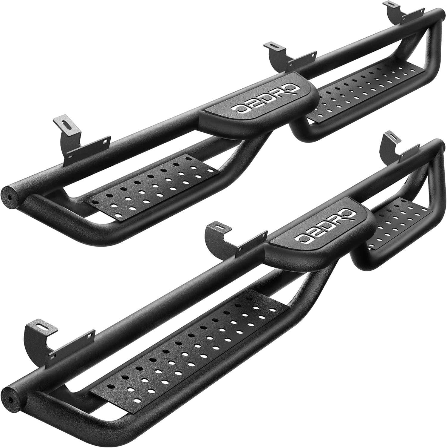 OEDRO All-Steel Build Running Boards Compatible with 2007-2018 Jeep Wrangler JK 4 Door, Bolt-on Side Steps with Leaf Shaped Design, Black Powder Coated Nerf Bar