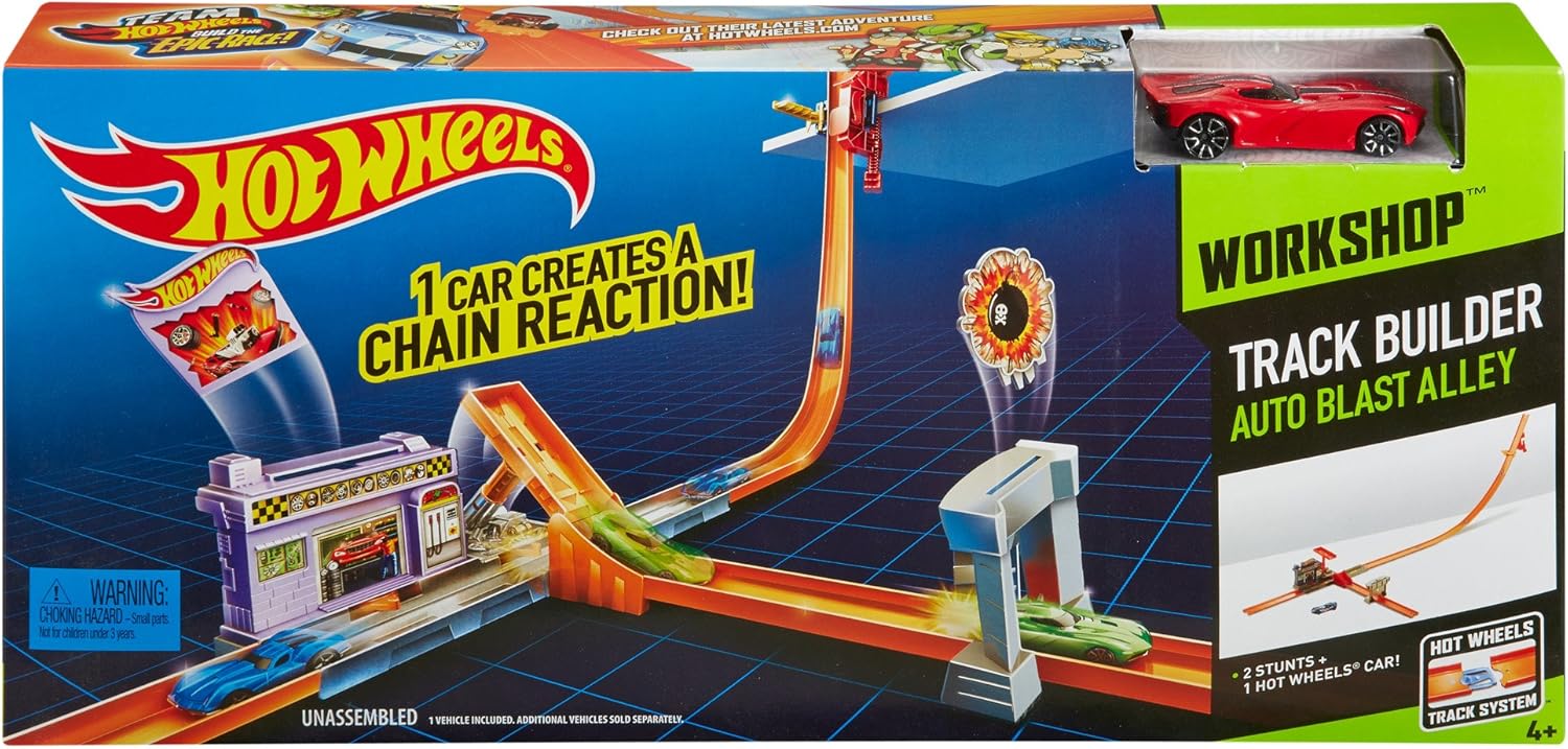 Hot Wheels Track Builder Auto-Blast Alley Track Set