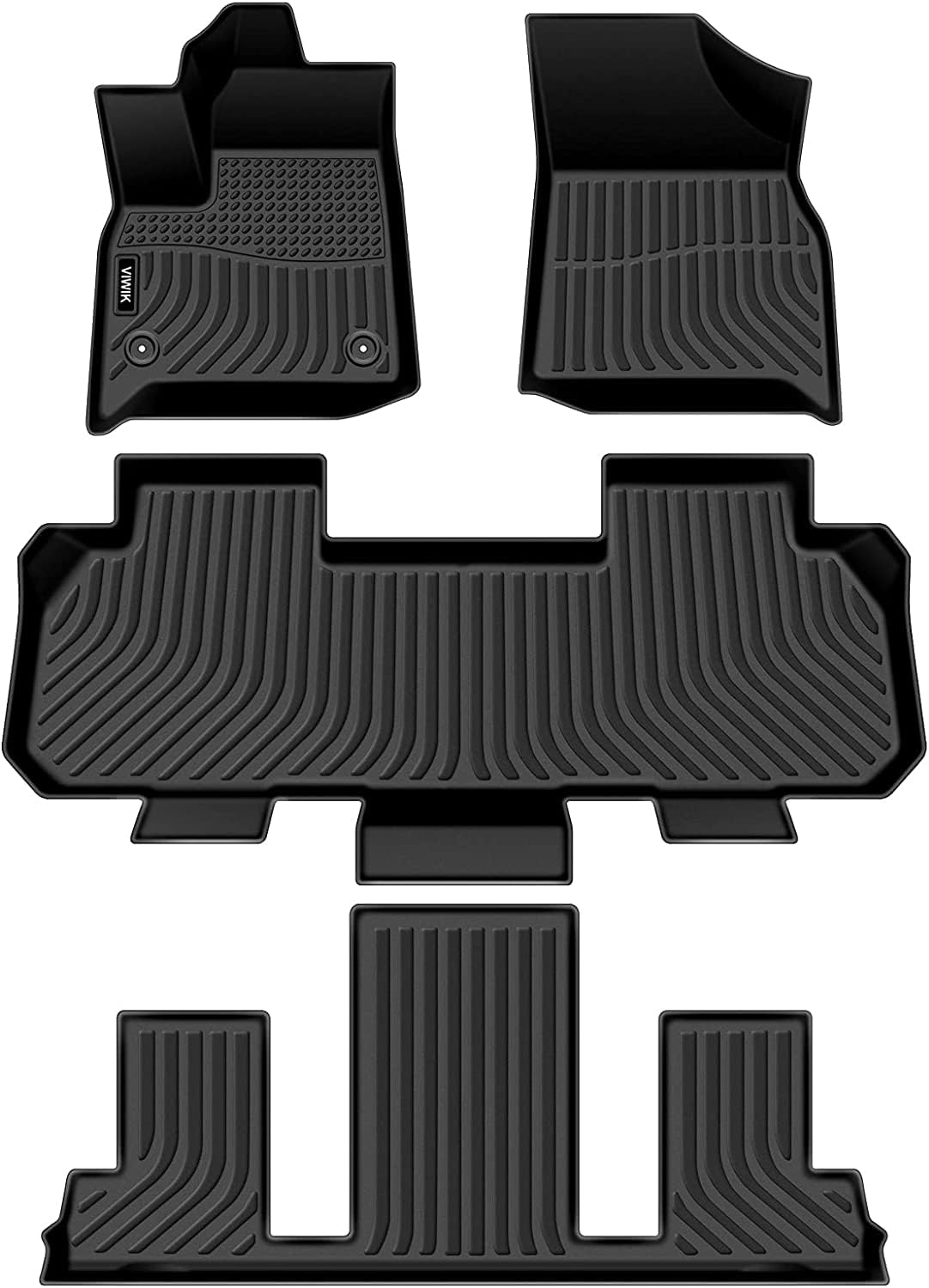 VIWIK Floor Mats Compatible for Traverse 2018-2022 Floor Liners 7 Seat with 2nd Row Bucket Seats,All Weather Floor Liners Full Set Include 1th 2nd 3rd Row Front and Rear, Automotive Floor Mats Black