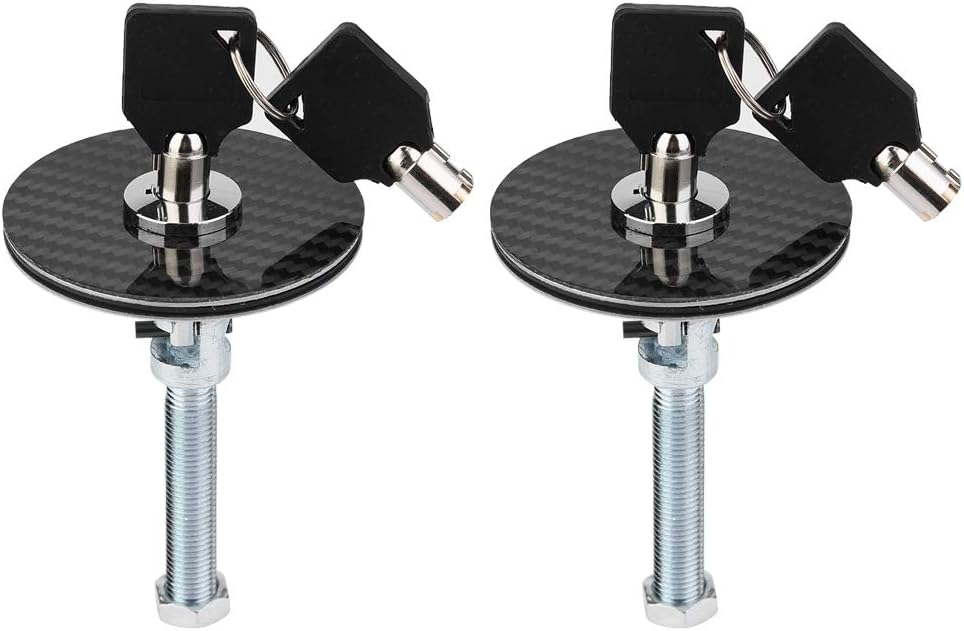 Quick Latch Release,KIMISS 2Pcs Universal Carbon Fiber Style Engine Hood Cover Lock Key Pin Kit Pack of 2