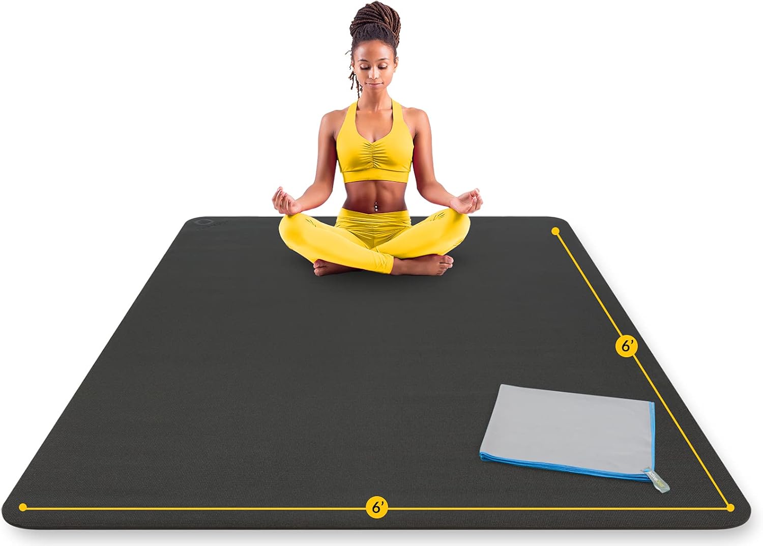 ActiveGear Large Yoga Mat 6 x 6 ft - 8mm Extra Thick, Durable, Comfortable, Non-Slip & Odorless Premium Square Yoga and Pilates Mat for Home Gym