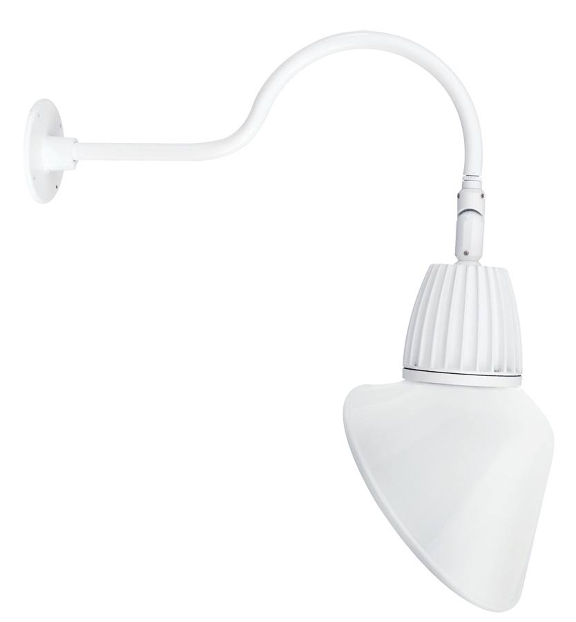 RAB GN1LED13NACW - Gooseneck Style1 13W Neutral LED Angled Cone Shade White