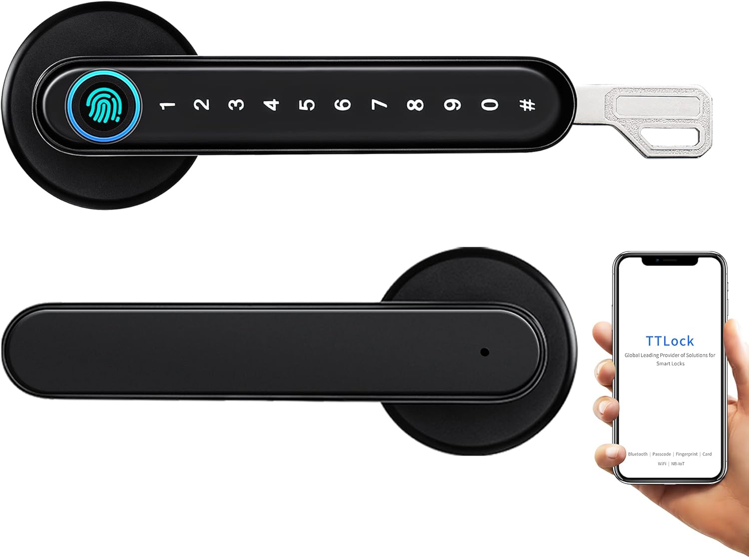 Smart Lock,CATCHFACE Fingerprint Door Lock Smart Door Lock Fingerprint Door knob with keypad and Key Biometric Door Lock TTLock App Smart Door Handle Lock Bluetooth Smart Lock Front Door Home Airbnb