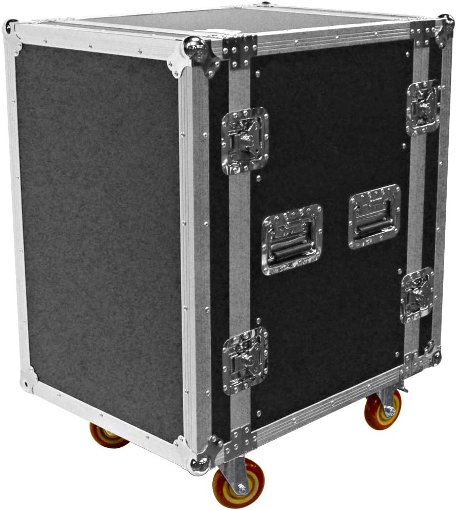 Seismic Audio - SATAC16U - Heavy Duty 16 Space ATA Rack Case with 4 Inch Casters - Pro Audio DJ Rack - 16U Server Network Case