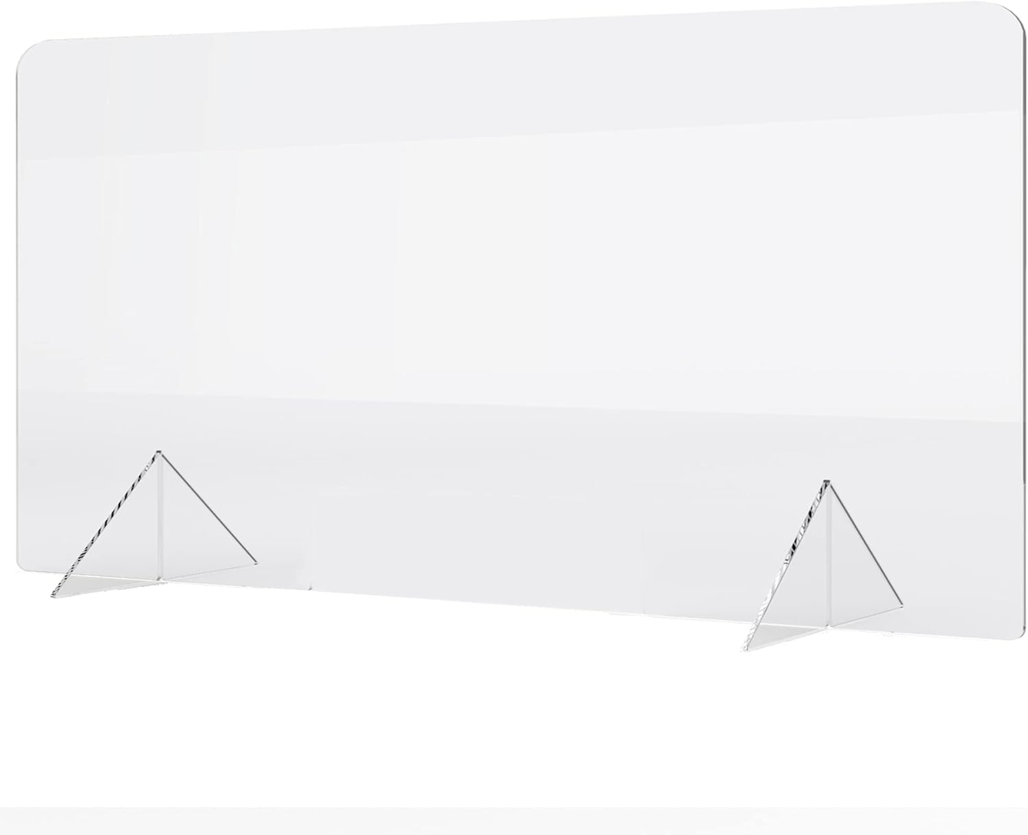 No Cutout Sneeze Guard for Counter and Desk, Freestanding Clear Acrylic Shield, plexiglass Shield (46