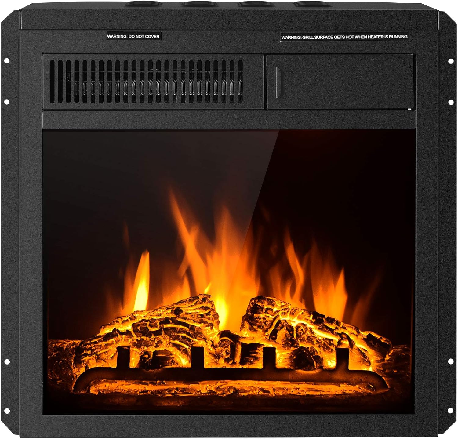 Tangkula 18 Inch Electric Fireplace Insert, Freestanding & Recessed Electric Fireplace Heater with Remote Control, Adjustable Heater, 7 Log Hearth Flame Settings, Indoor Electric Stove Heater (18