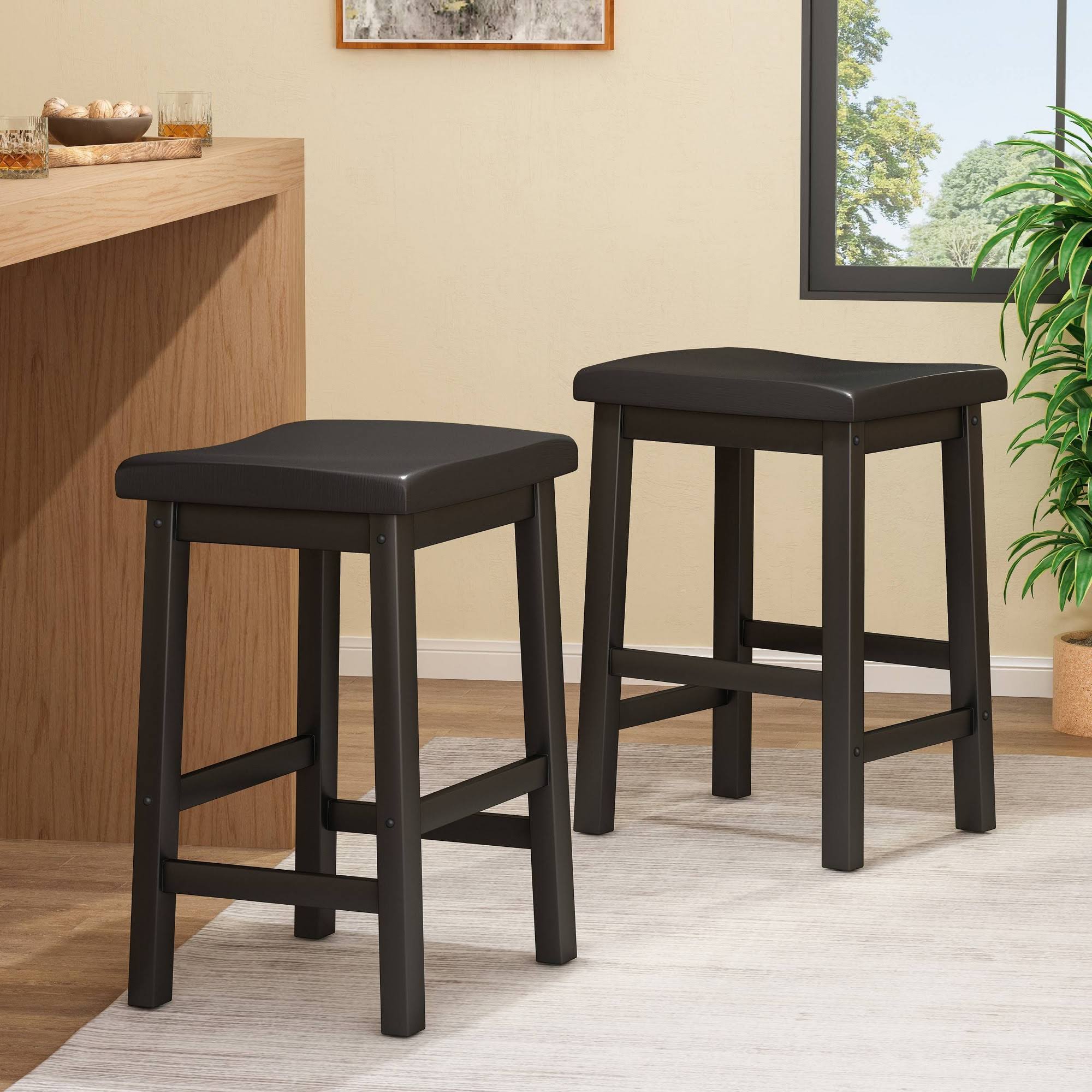 Pomeroy Saddle 24x22 Counter Stool Black (Set of 2) Christopher Knight Home