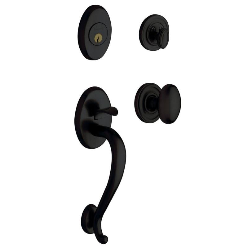 Baldwin Logan Double Cylinder Sectional Handleset Egg Knob Satin Black