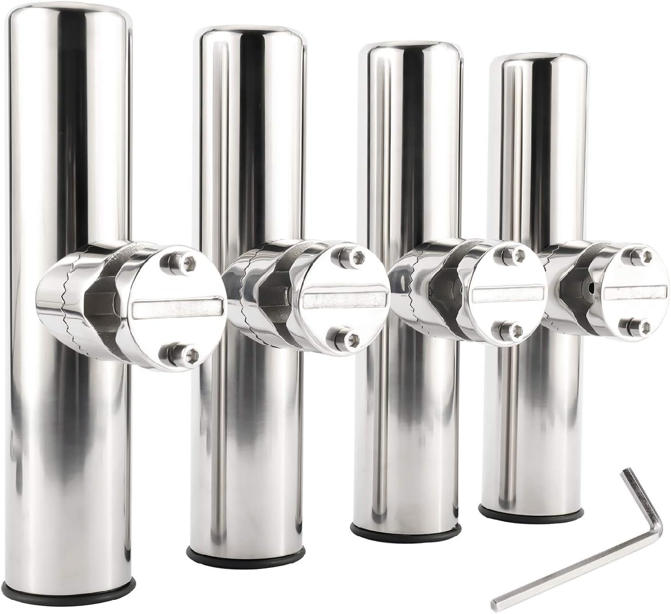 NovelBee 4 Pack of Stainless Steel Clamp on Fishing Rod Holder for Rail 7/8