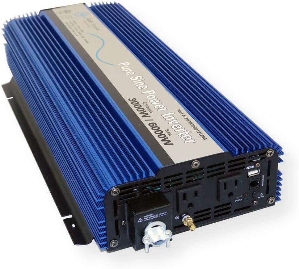 AIMS Power 3000 WATT Pure SINE Power Inverter 12 VDC to 120 VAC - UL Listed