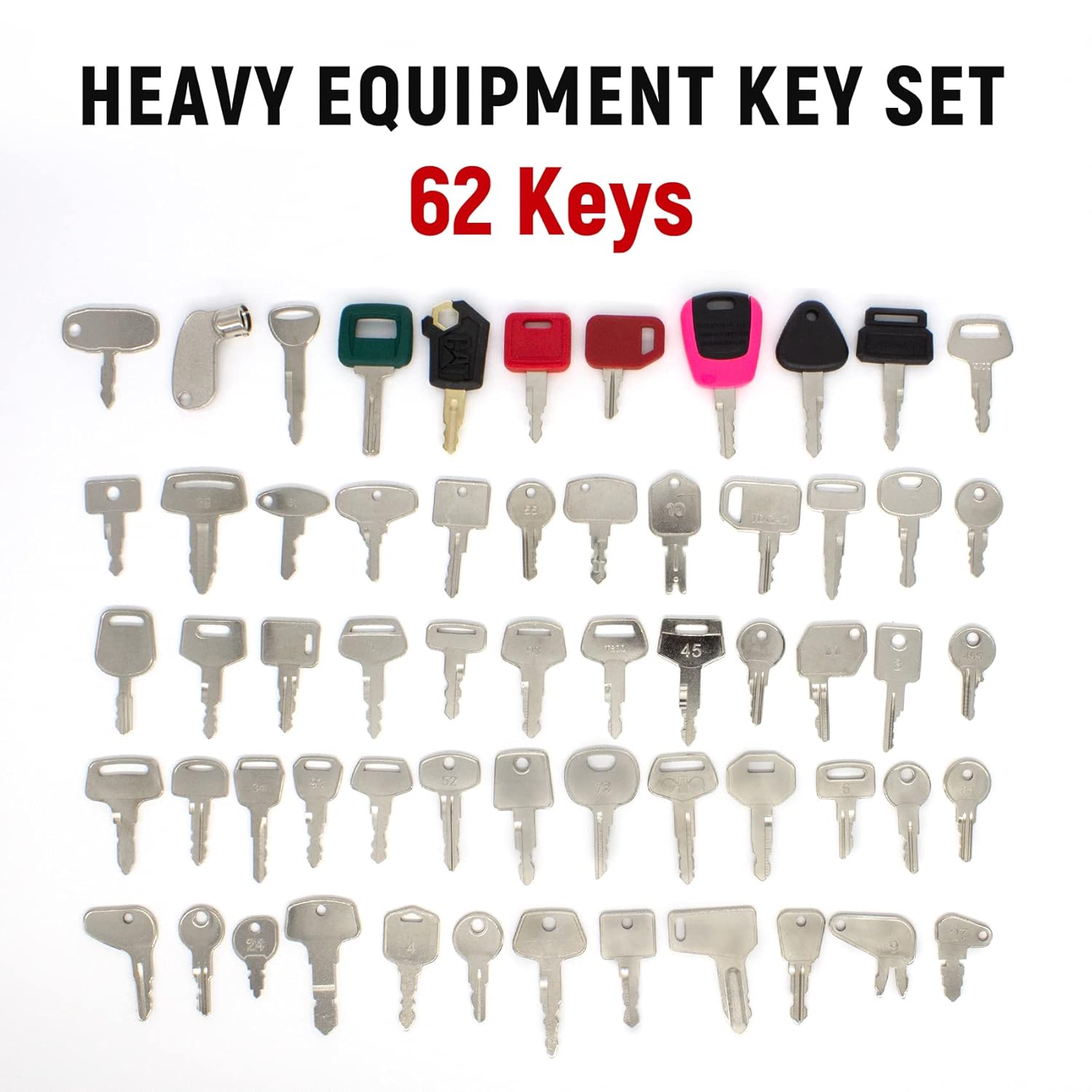 Siterfa 62 Keys Heavy Equipment Construction Ignition Key Set Pack of 2