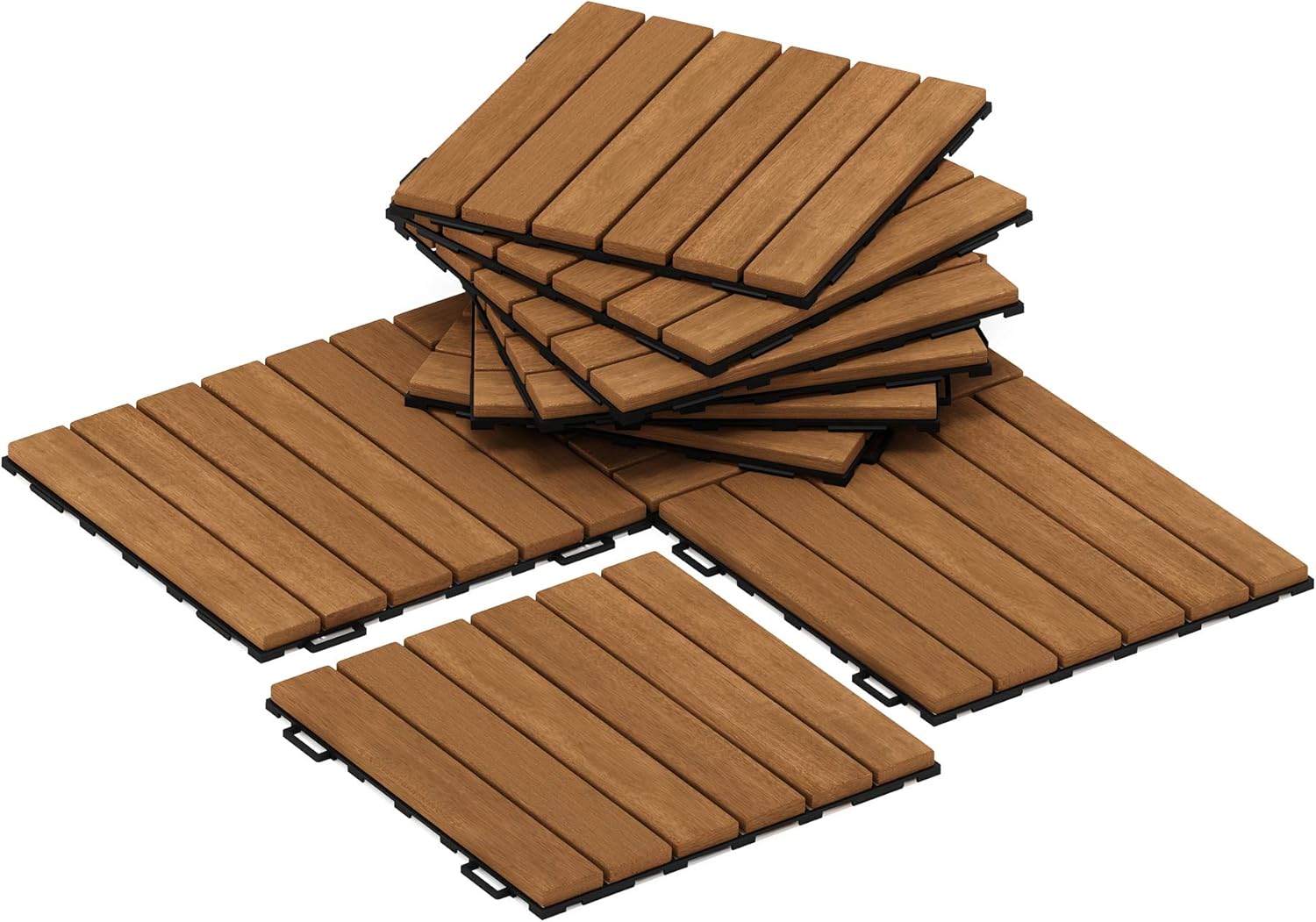Furinno FG181034 Tioman Floor Decking Wood Tile, Natural Pack of 2