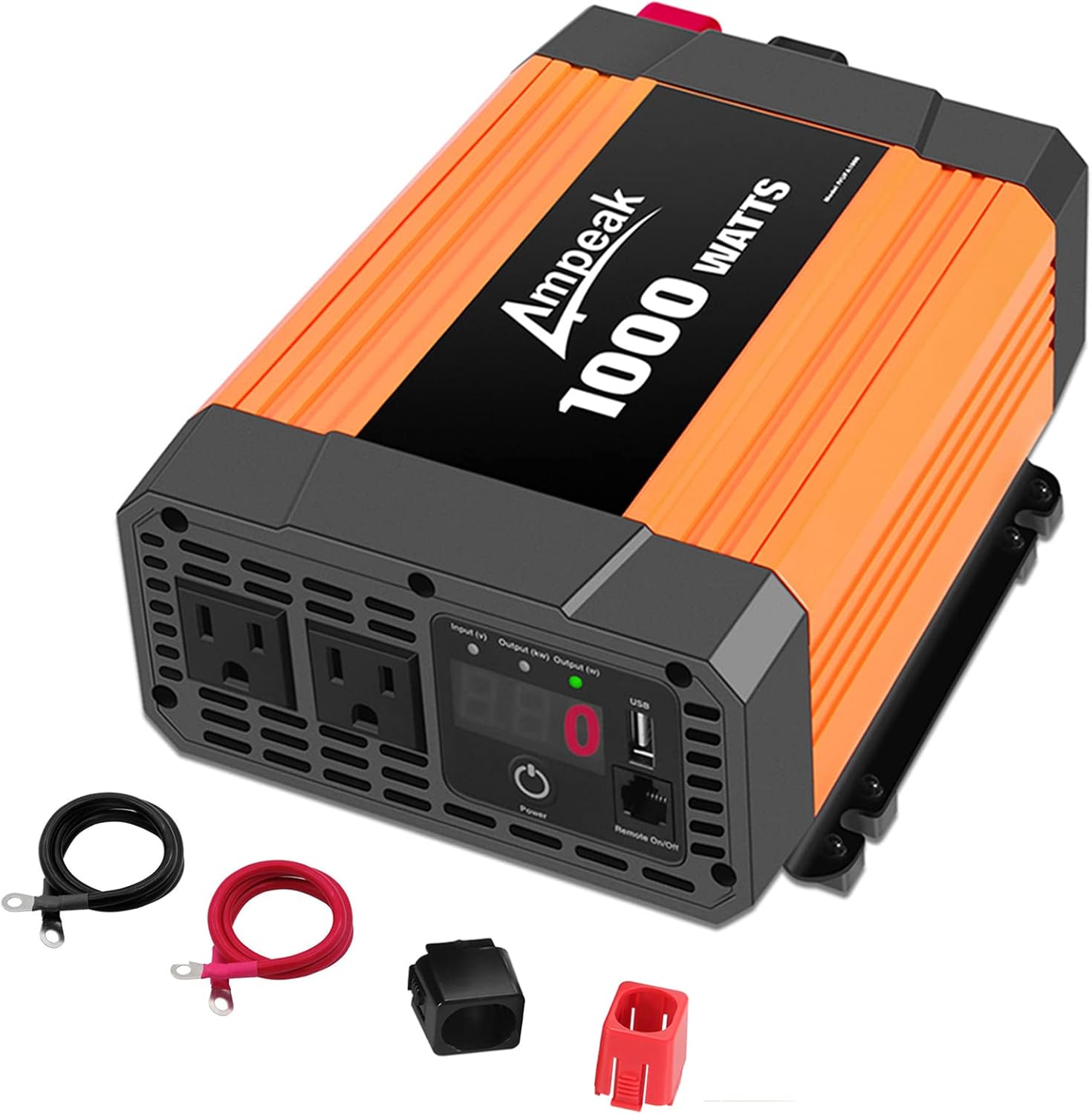 Ampeak 1000W Inverter with Dual AC Outlets 2.1A USB Inverter 12v to 110v Digital Display 12v Power Inverter Pack of 2