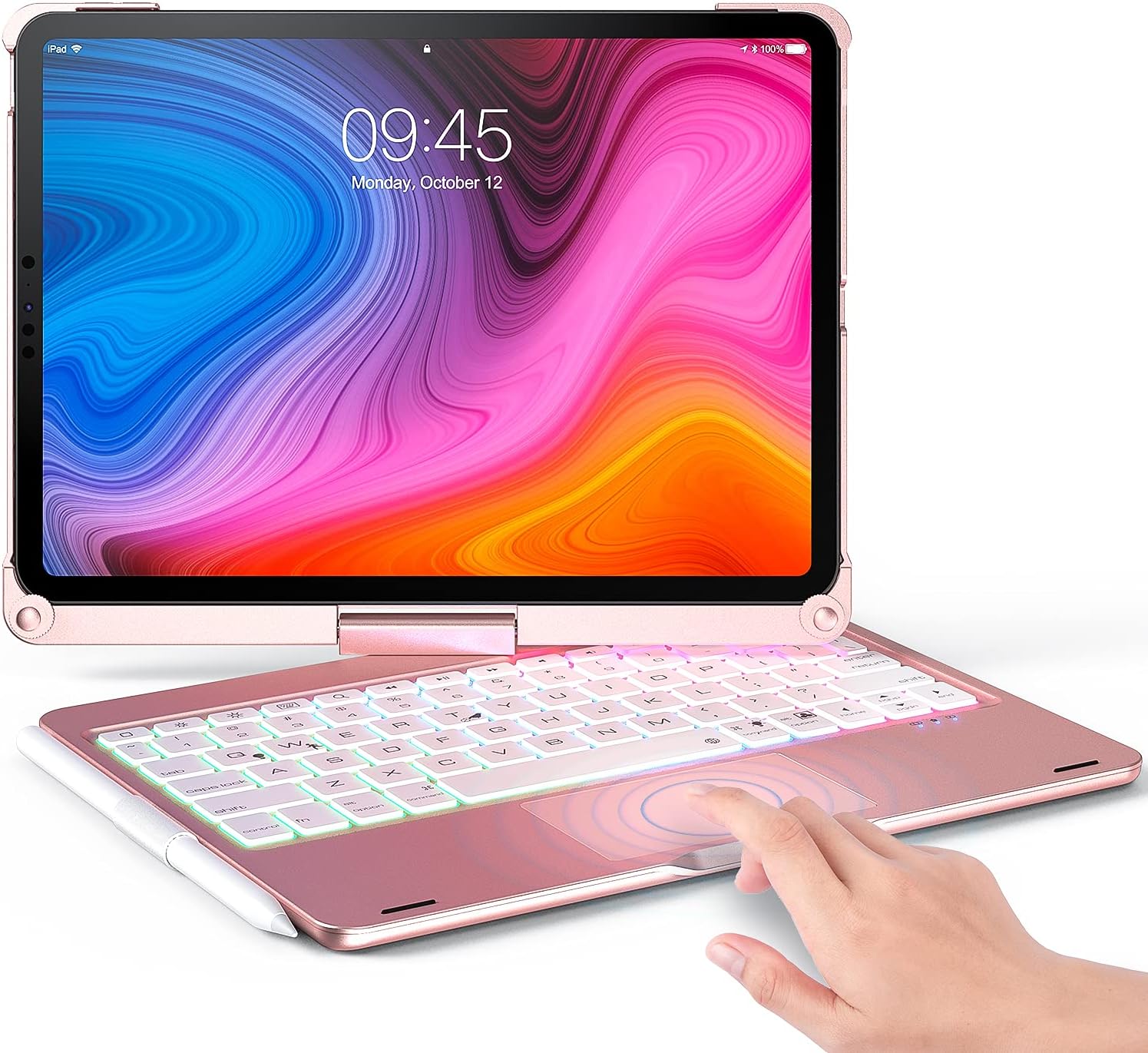 Keyboard Case for iPad Pro 11 inch 3rd Generation 2021&ndash;360&deg; Rotatable Touchpad Keyboard Case with Backlight, Compatible with iPad 10.9&rdquo;Air 4th Gen/iPad 11&rdquo;1st /2nd / 3rd Gen. (Black)