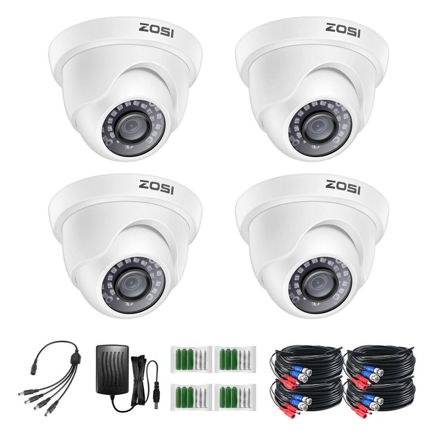 ZOSI 1080p CVI/TVI/AHD/960H Analog CVBS Surveillance Dome Camera 4 Pack / White