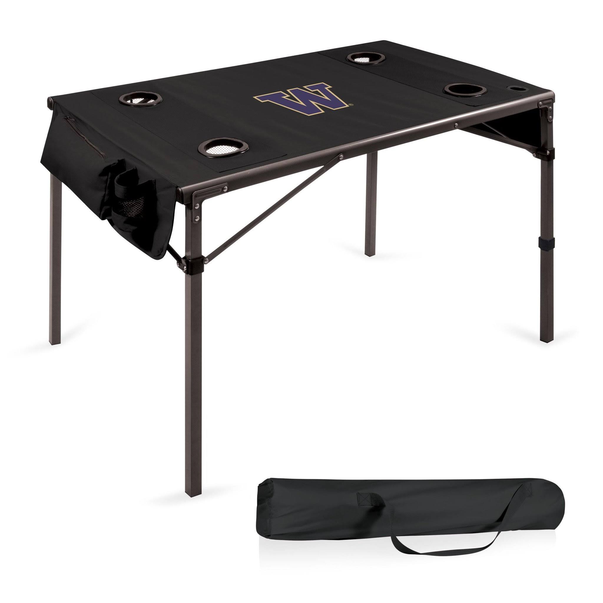 Black Washington Huskies Portable Folding Travel Table