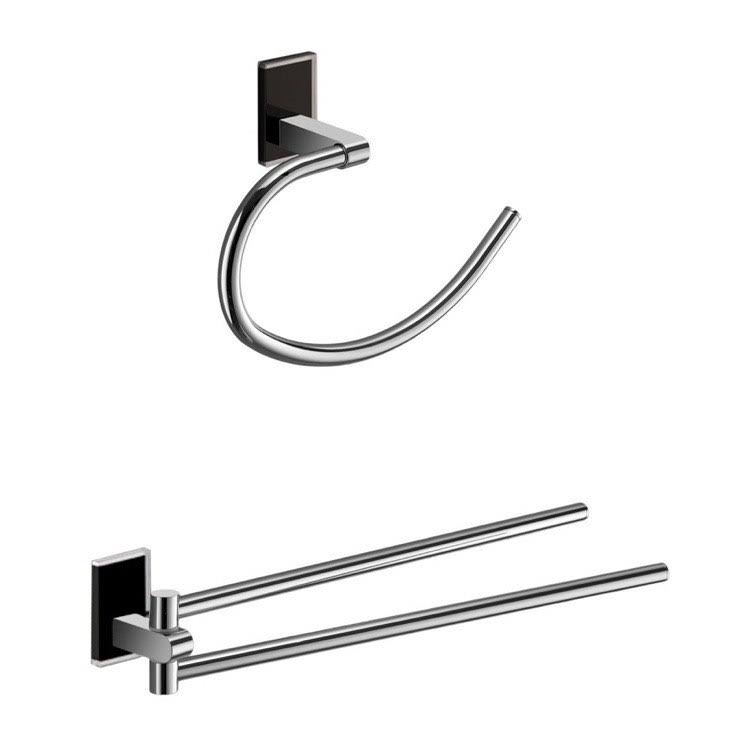 Gedy by Nameeks Maine 2 Piece Bathroom Hardware Set, Black