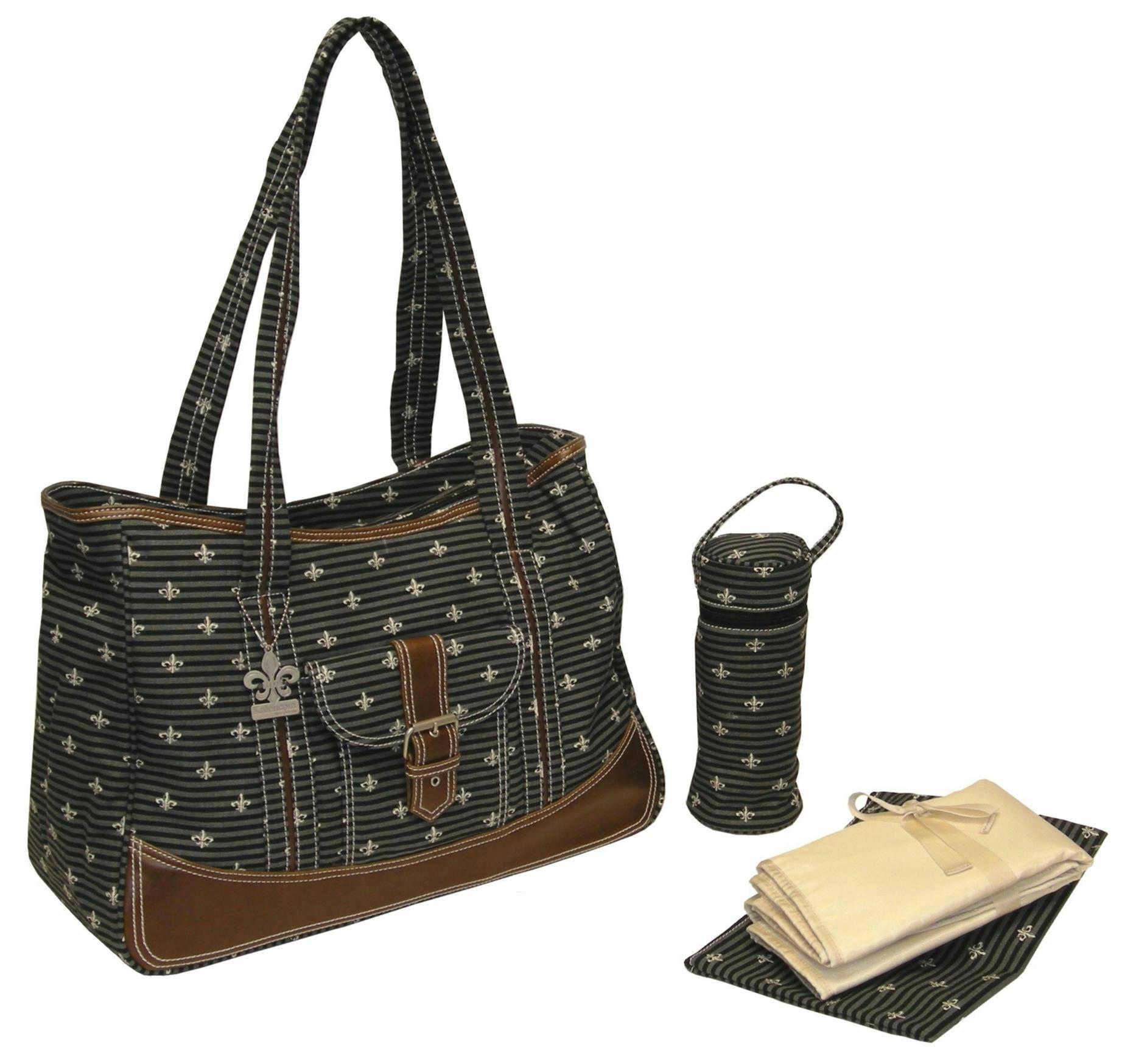 Kalencom Week-Ender Diaper Bag - Fleur De Lis Black