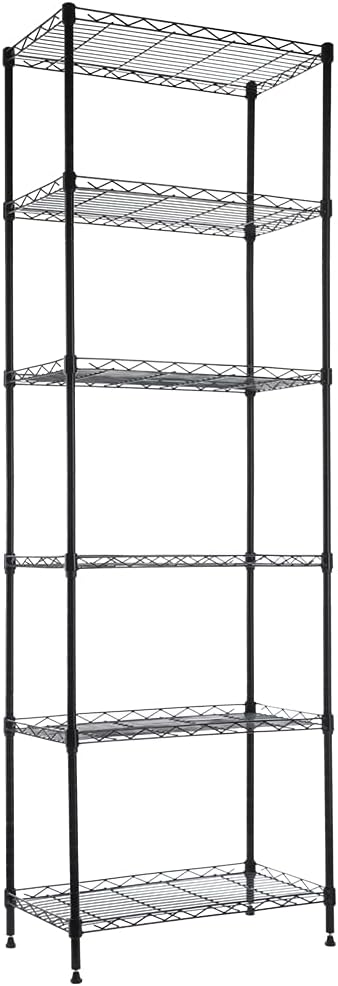 6 Wire Shelving Steel Storage Rack Adjustable Unit Shelves for Laundry Bathroom Kitchen Pantry Closet (Coffee, 16.6L x 11.6W x 63H) Pack of 2
