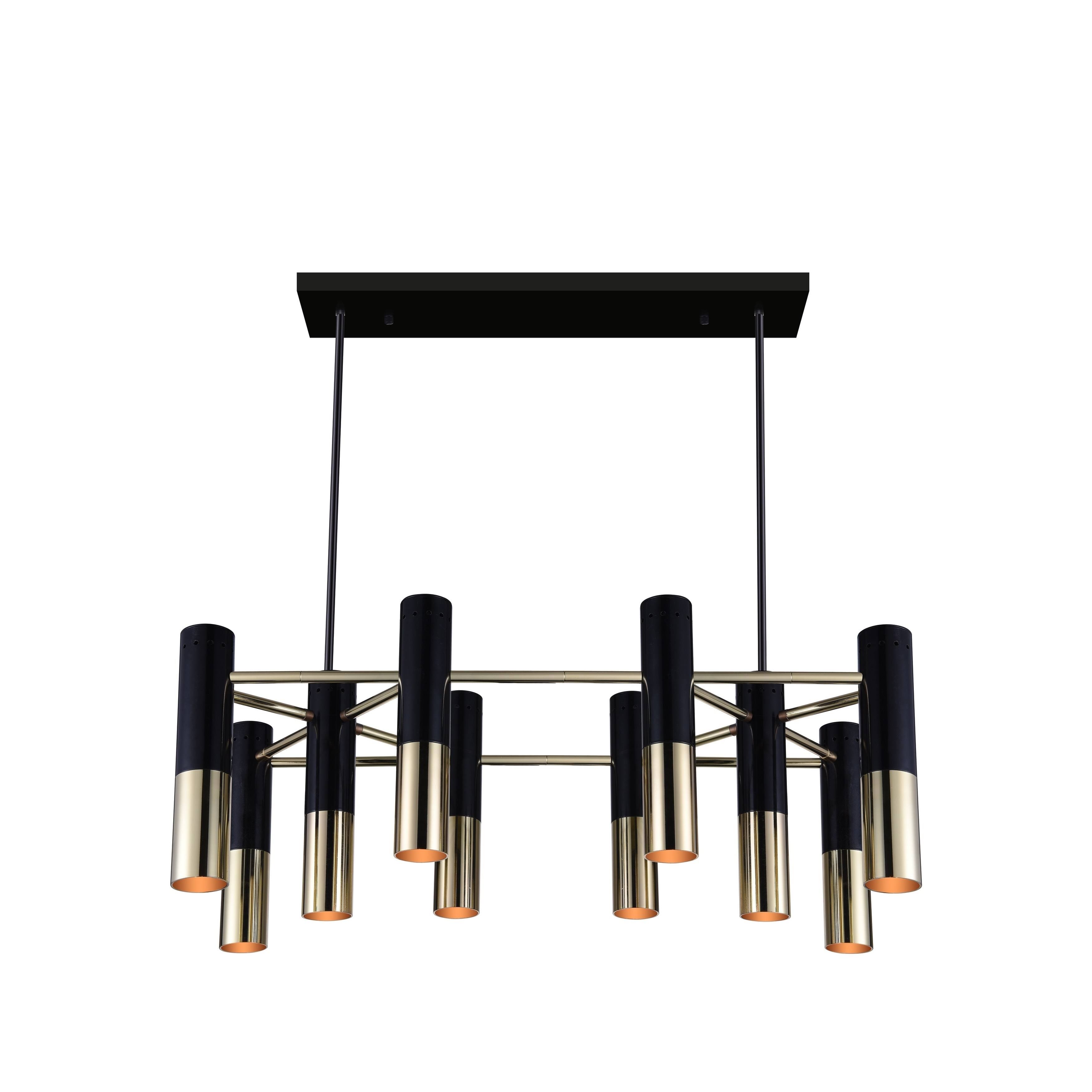 CWI Lighting 1015p32-10-129 Anem 10 Light Down Chandelier with Matte Black u0026 Satin Gold Finish