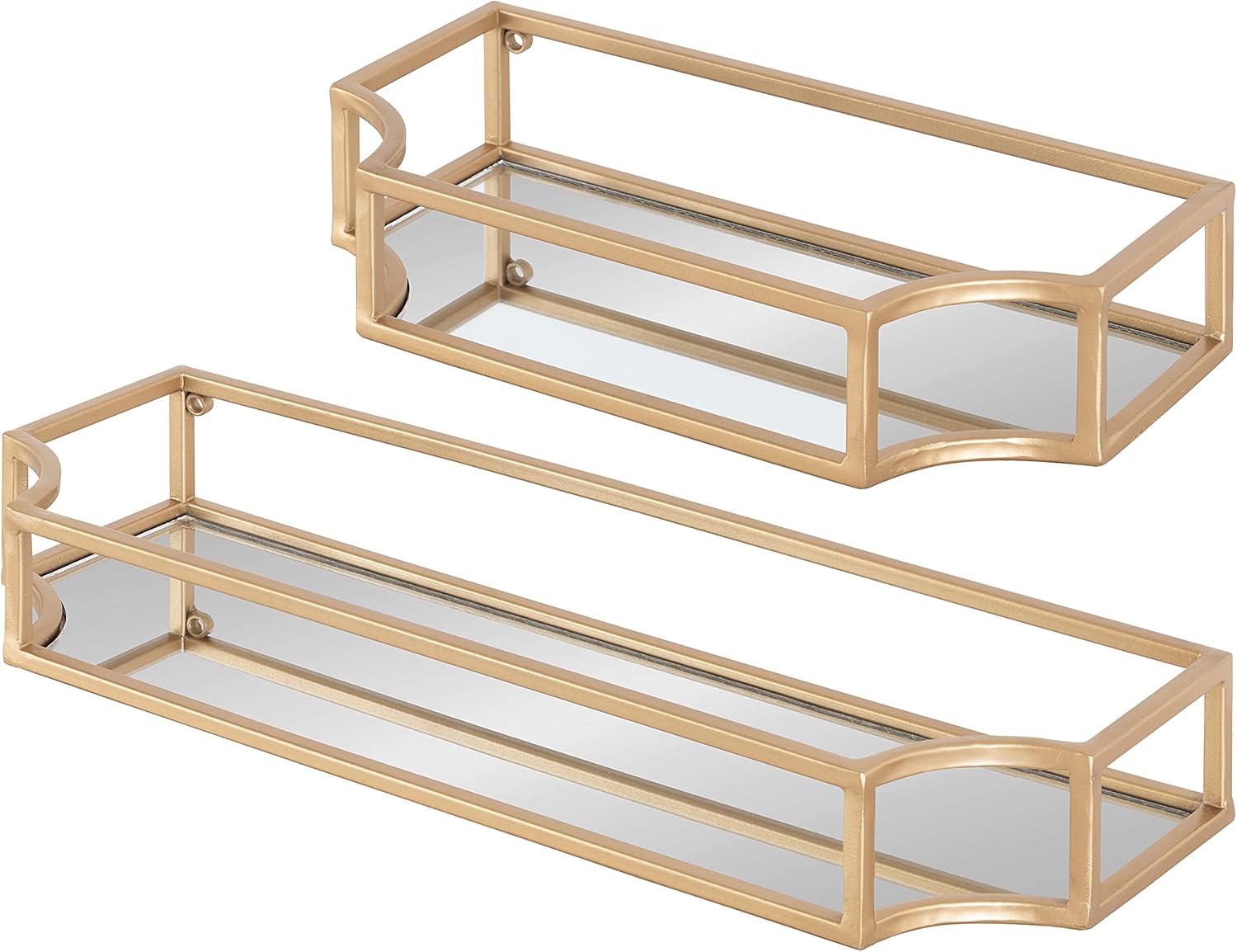 Kate and Laurel Ciel Modern Glam Metal Wall Shelf Set, Set of 2, Gold, Elegant Wall Decor and Storage Pack of 2