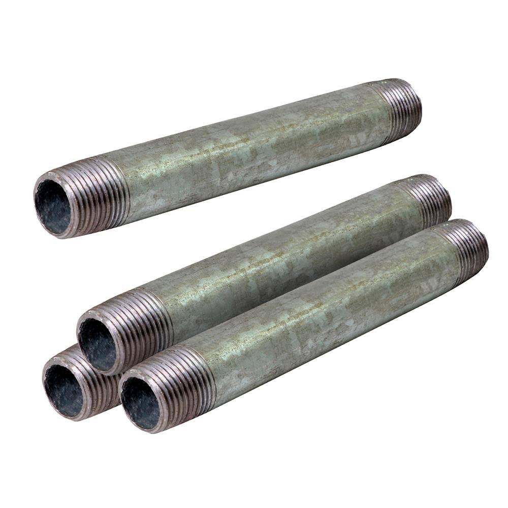 2 in. x 10 in. Galvanized Steel Nipple Pipe (4-Pack)