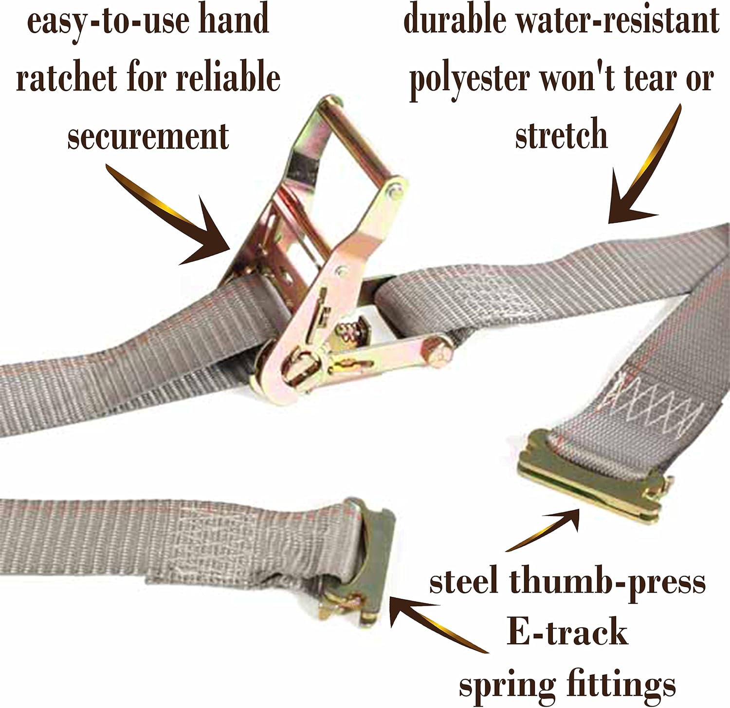 4 E Track Ratchet Tie-Down Cargo Straps, 2