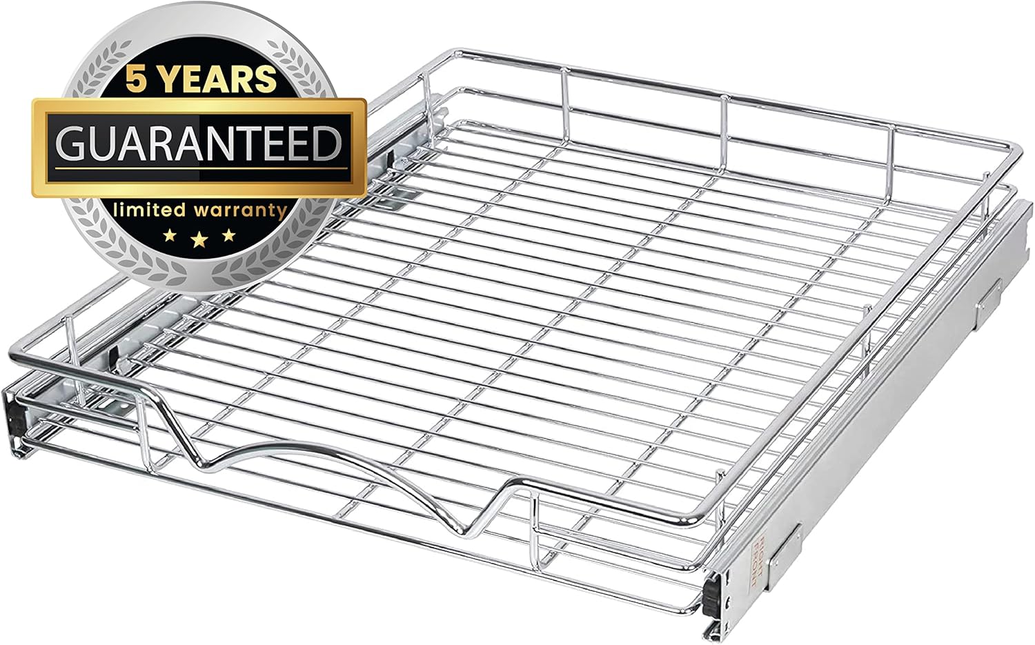 Pull Out Drawer Cabinet Organizer, Heavy Duty-with 5 Year Limited Warranty- Slide Out Kitchen Cabinet Storage Shelves, -17”W x 21”D - Requires At Least a 18” Cabinet Opening, Wire Frame, Chrome Finish Pack of 2