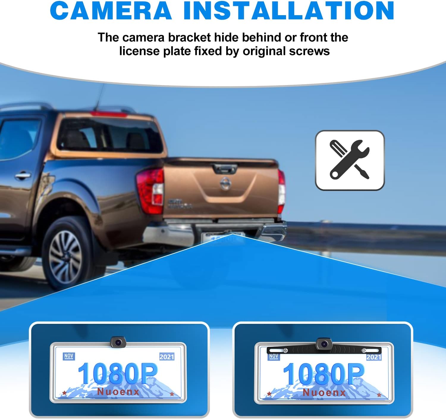 Xroose Wireless Backup Camera 5” Monitor, 1080P Rear View System, Infrared Night Vision and Waterproof Reversing Camera for Cars Pickup Trucks SUVs RVs Sedans, 100ft Stable Digital Wireless Signal