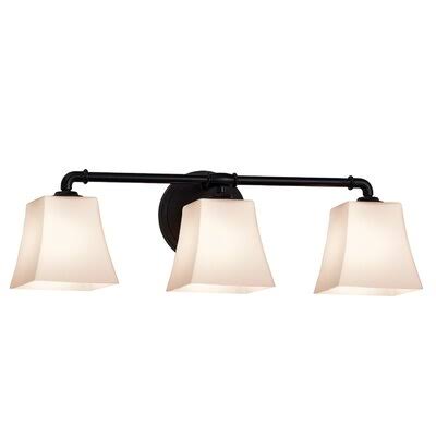 OTA 3-Light Vanity Light Red Barrel Studio Finish: Matte Black, Shade Color: Opal, Bulb Type: Dedicated LED