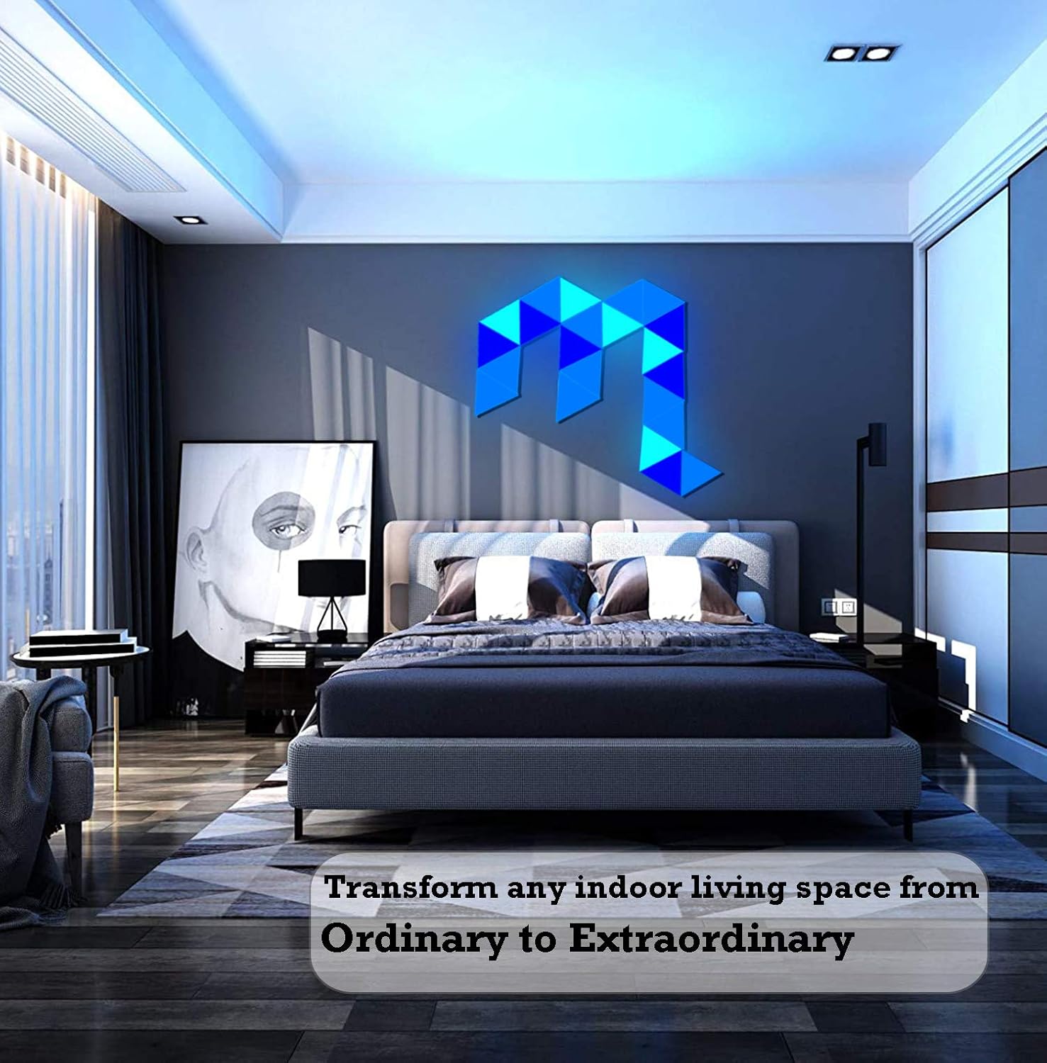 Triangle Wall Lights Smart LED Light Panels with Remote Control,Modular Touch Sensitive RGB Wall Decor Night Light DIY Geometric Splicing Colorful Quantum Light Blocks for Gaming Setup Bedroom,6 Pack