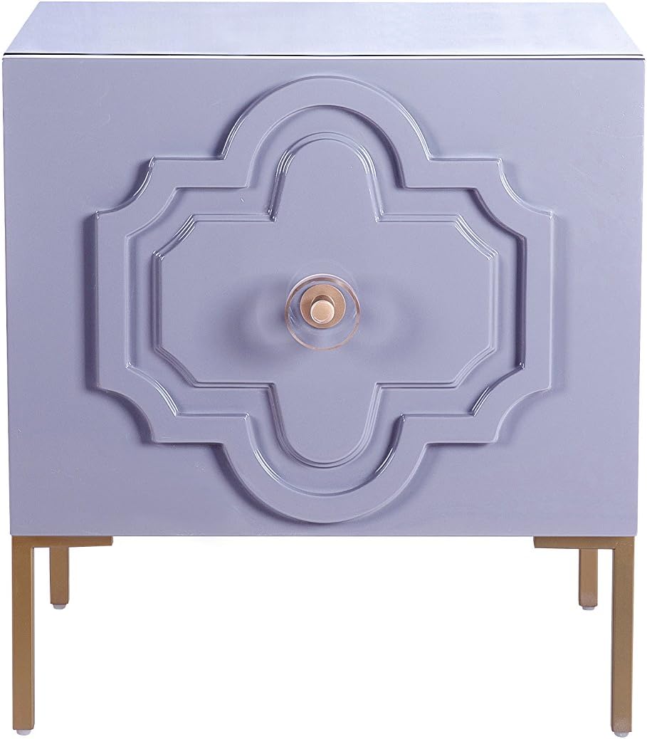 TOV Furniture The Anna Collection Square Lacquer Side Table with Cabinet Shelf Pink