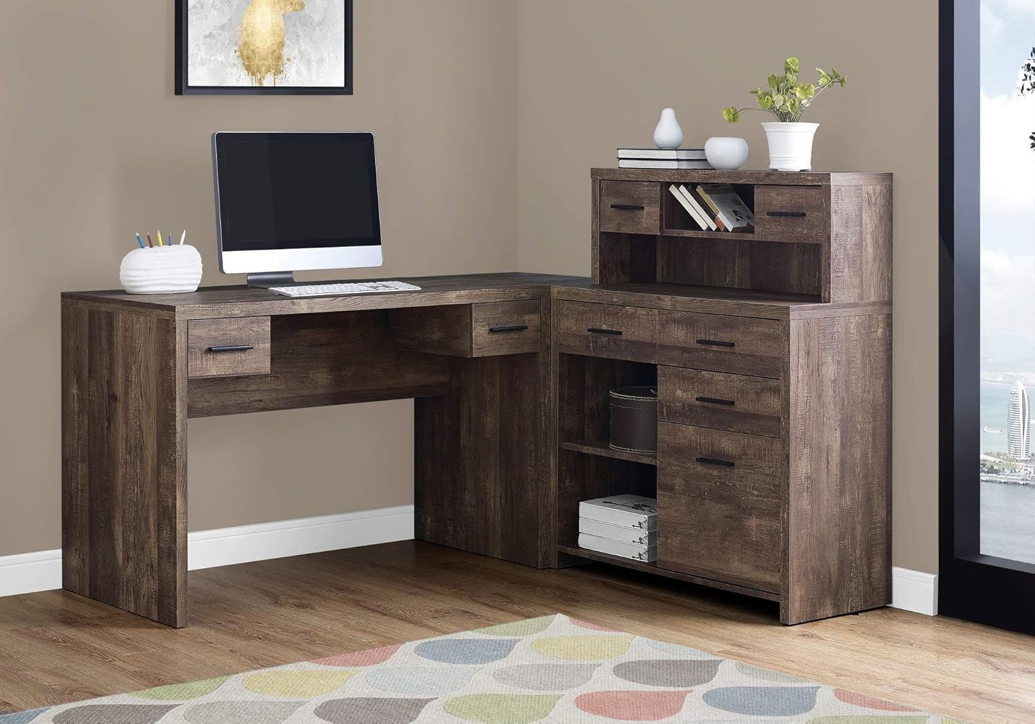 Monarch Specialties DARK TAUPE LEFT OR RIGHT FACING CORNER Computer Desk
