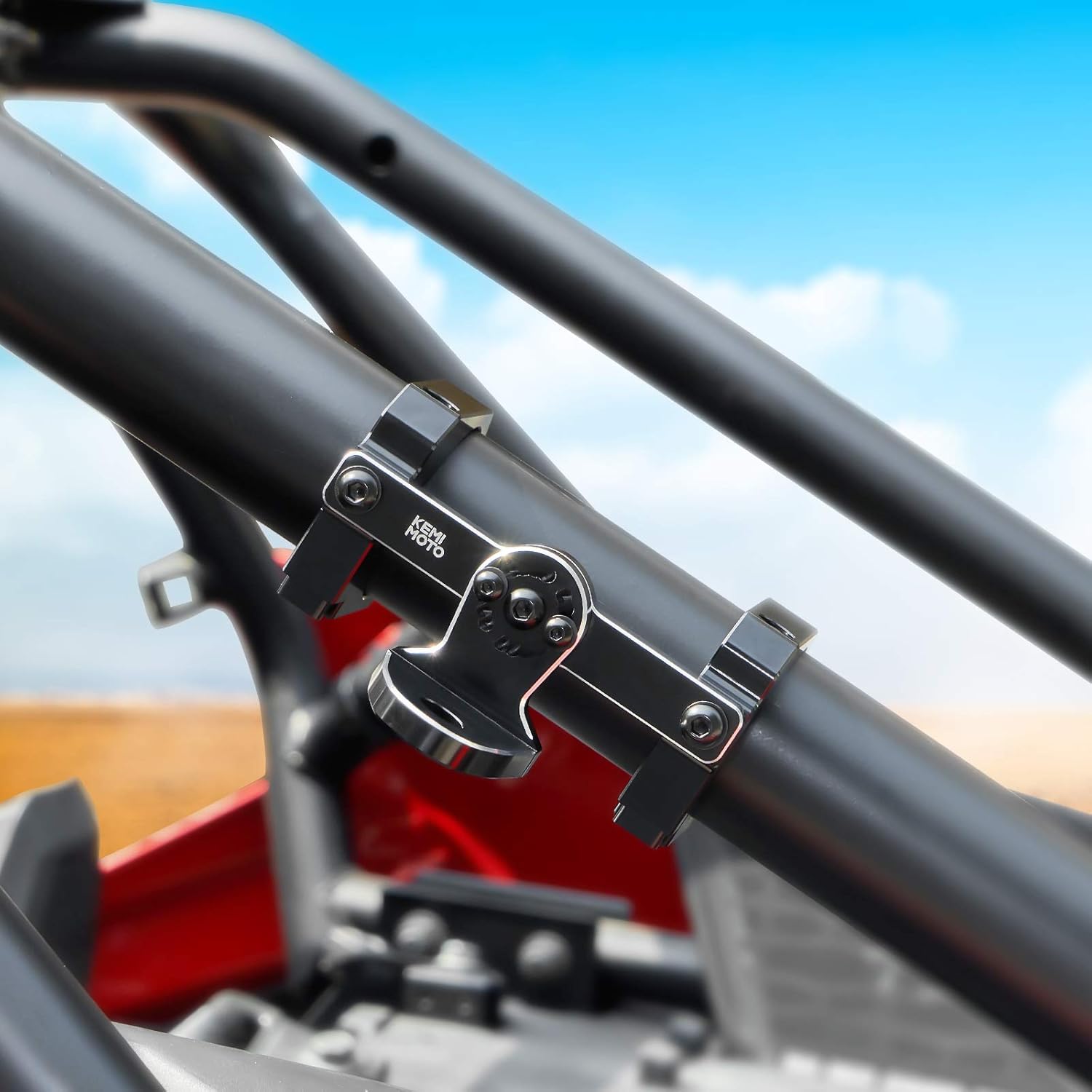 Kemimoto Aluminum UTV Whip Light Mount for 1.5 to 2” Roll Cage, Compatible with Polaris RZR 900 1000 pro Compatible with Can-Am Commander Maverick Pack of 2