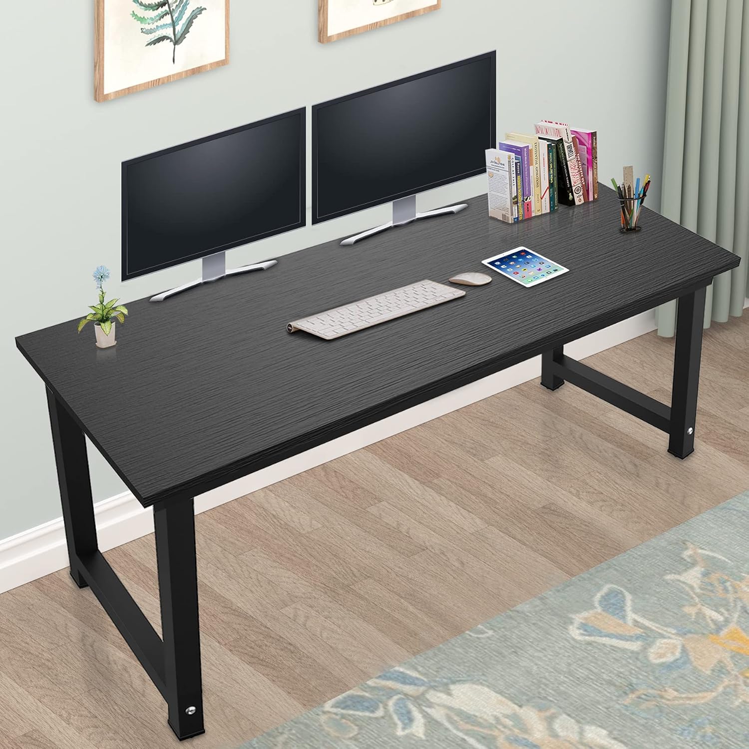 GALSOAR Computer Desk,63 inch Home Office Long PC Laptop Desk Study Writing Desktop Modern Table Work Desk with Metal Frame,63