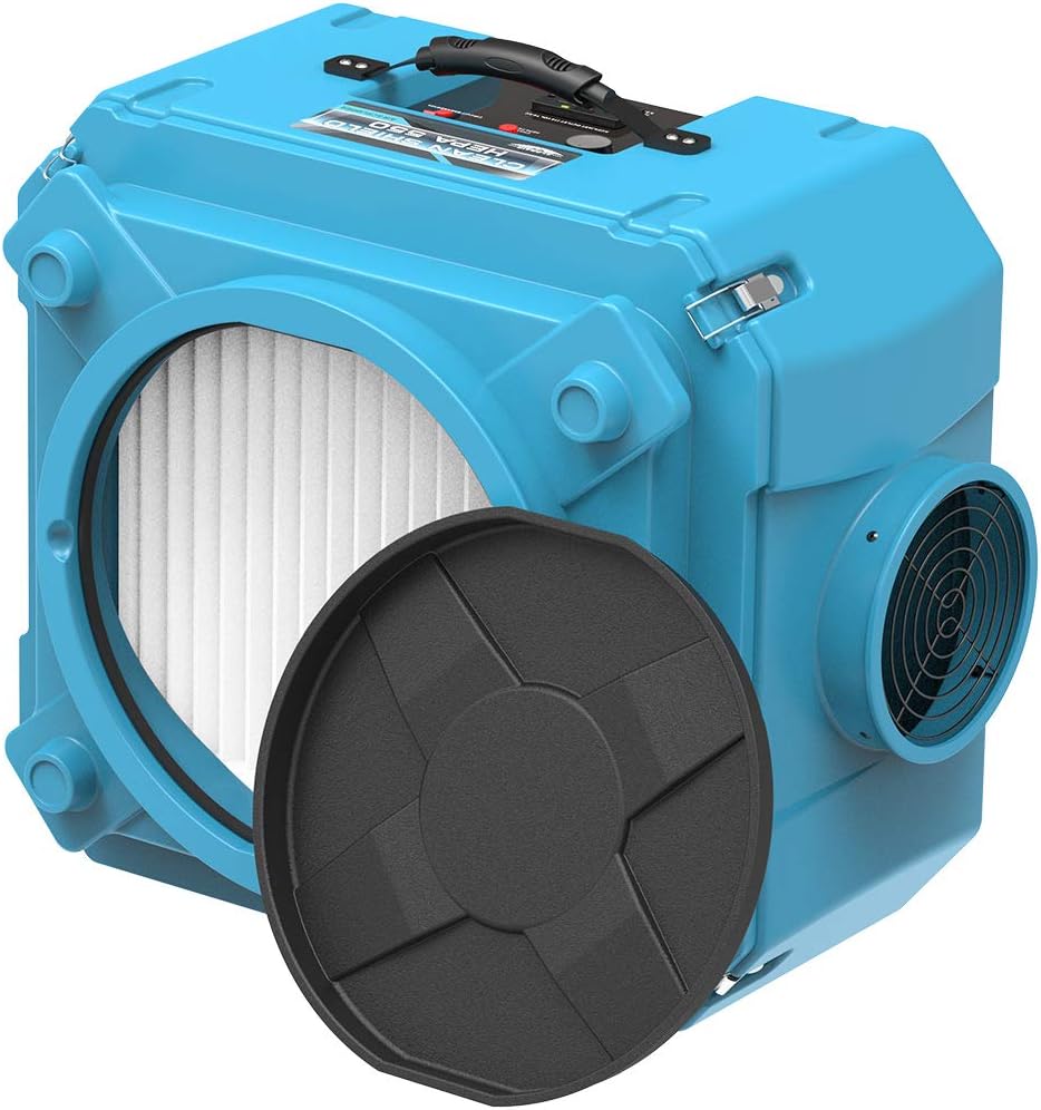 AlorAir CleanShield HEPA 550 - Heavy Duty Commercial Air Scrubber HEPA Filter System, 25' Power Cord with Lighted End and Roto-Molded Unbreakable Housing Air Cleaner, cETL Listed, Blue (Pack of 8)