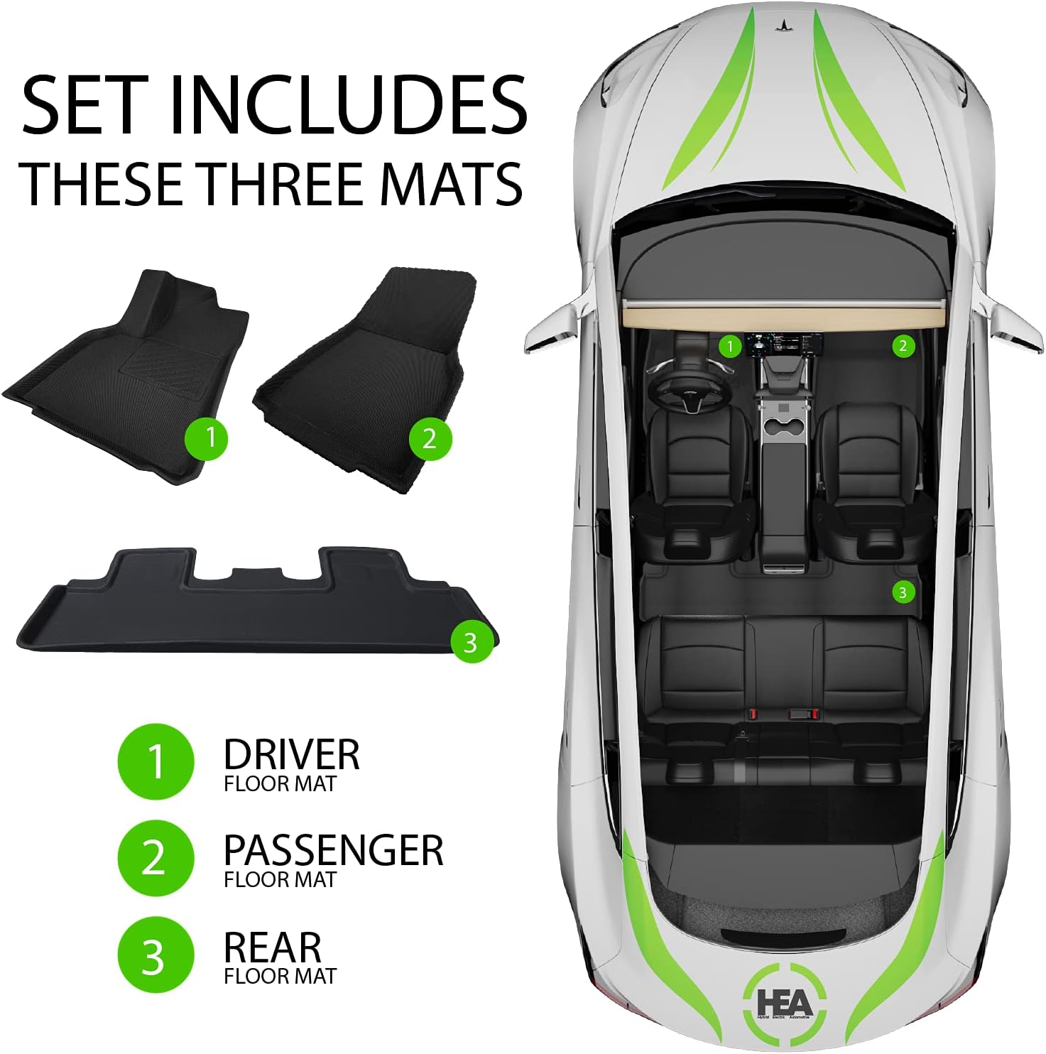 Tesla Model Y Floor Mats 2021 - 2022 Ultimate All Weather Waterproof 3D Floor Liners - Black Interior Accessories No Logo by HEA&hellip;