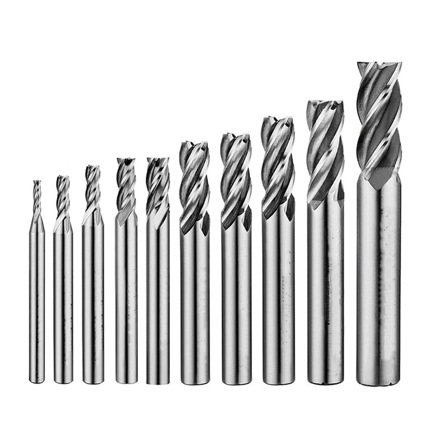 MABUARN 8PCS/9PCS/10PCS End Mills 4 Flutes HSS CNC Cutting Tool Set 1/16