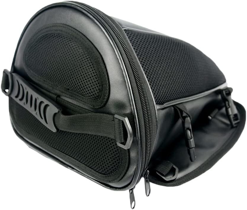 MIGHTYDUTY Leather Motorcycle Backseat Tail Bags, Waterproof PU Super Light Tank Bag, Multifunctional Motorbike Rear Seat Storage Saddle Bag Black