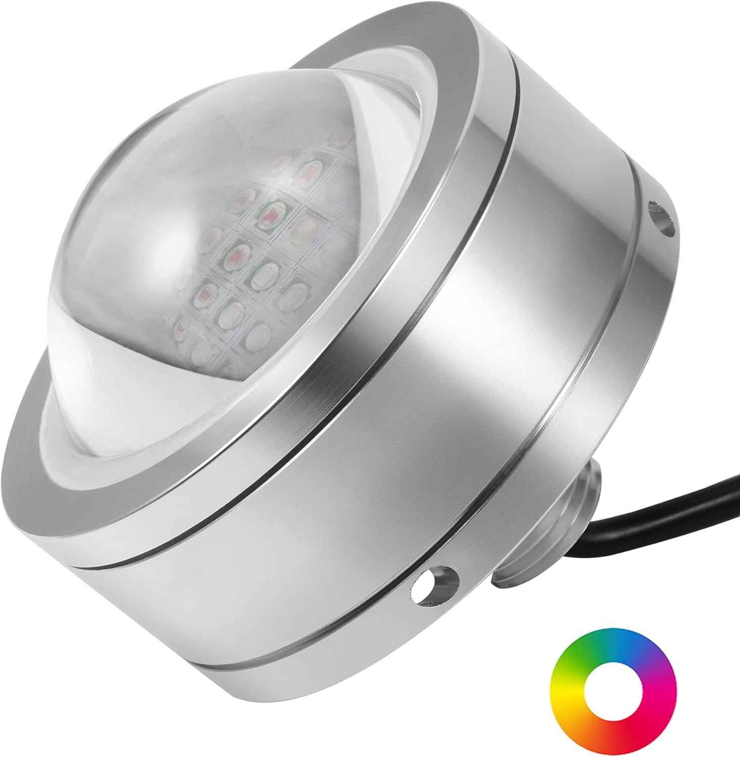 HUSUKU RS3 RGB Underwater Drain Plug Light for Boat, 3INCH 36LED 4000LM 60W, IP68 Waterproof, Al-Alloy 1/2