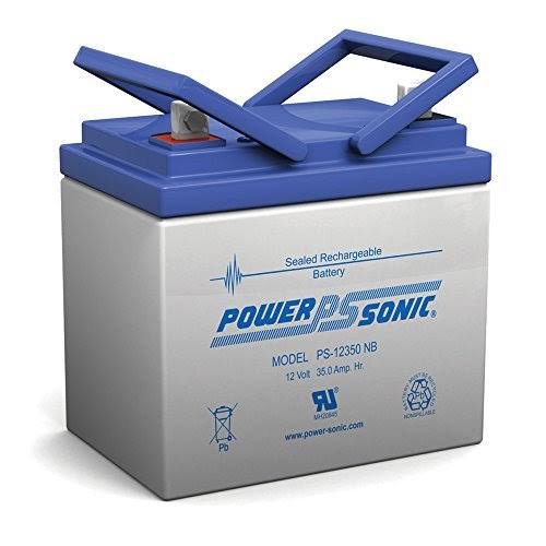 Powersonic PS-12350NB - 12 Volt/35 Amp Hour Sealed Lead Acid Battery with Nut-Bolt Connector